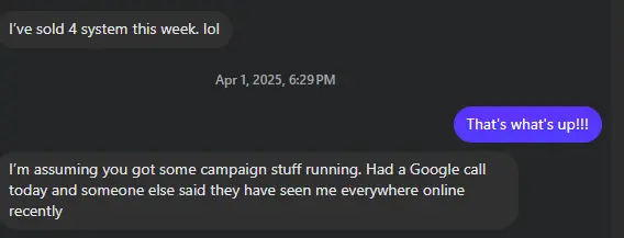 Client testimonial message