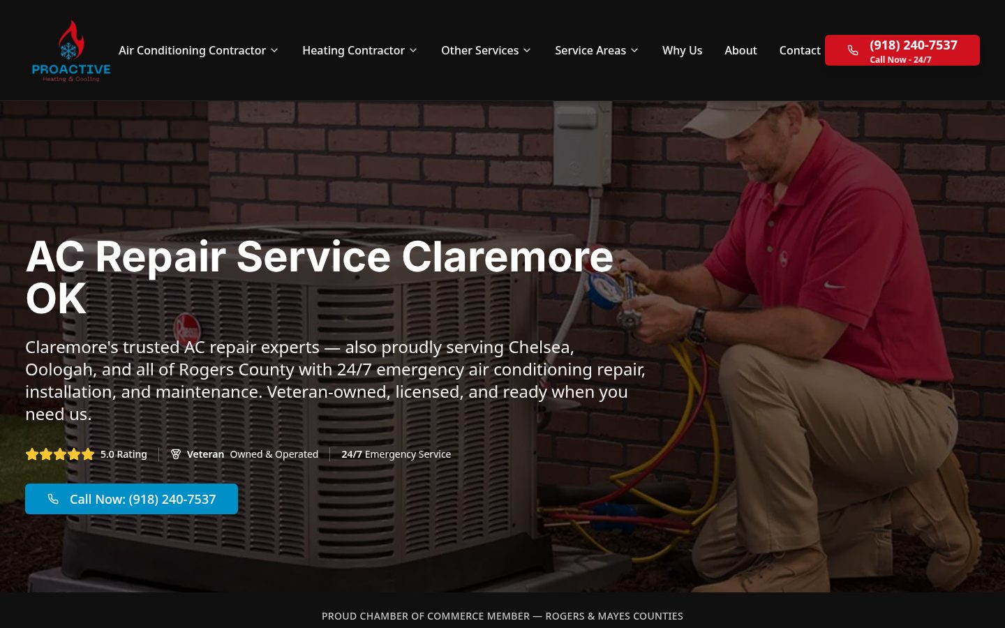 ProActive Heating & Cooling website - built by Upward Bound Media