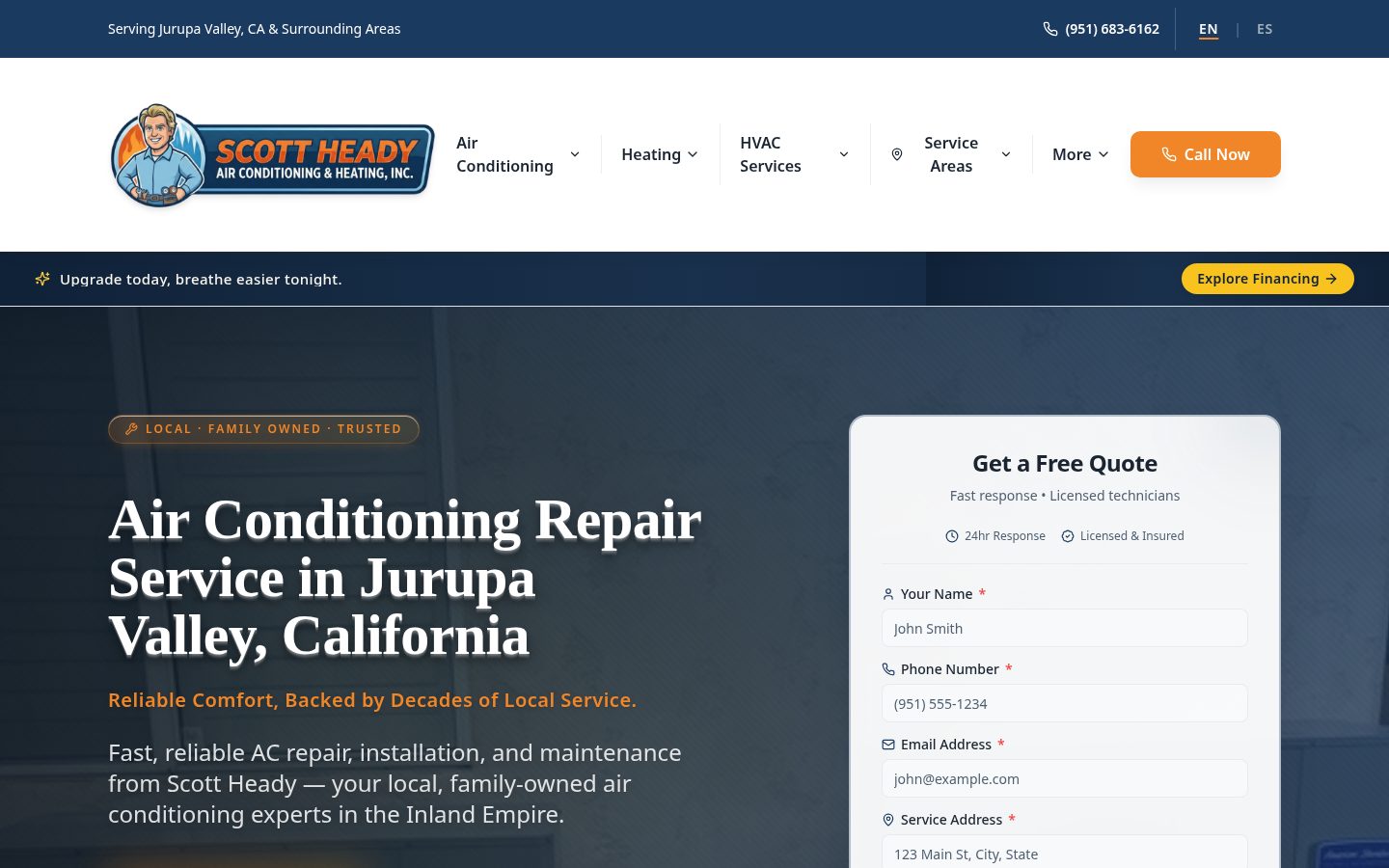 Scott Head A/C website - built by Upward Bound Media
